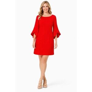 Vince Camuto Red Tulip Sleeve Dress Size 10 Chic A-Line Cocktail Style